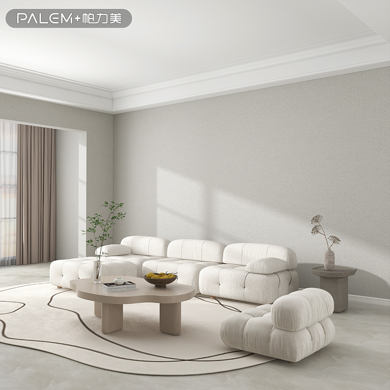 高档杏子灰墙布无缝全屋现代轻奢高级感墙纸客厅卧室床头背景壁布