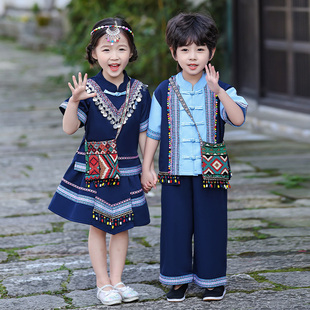 三月三民族服装儿童广西少数壮族衣服女童汉服夏季男童六一演出服