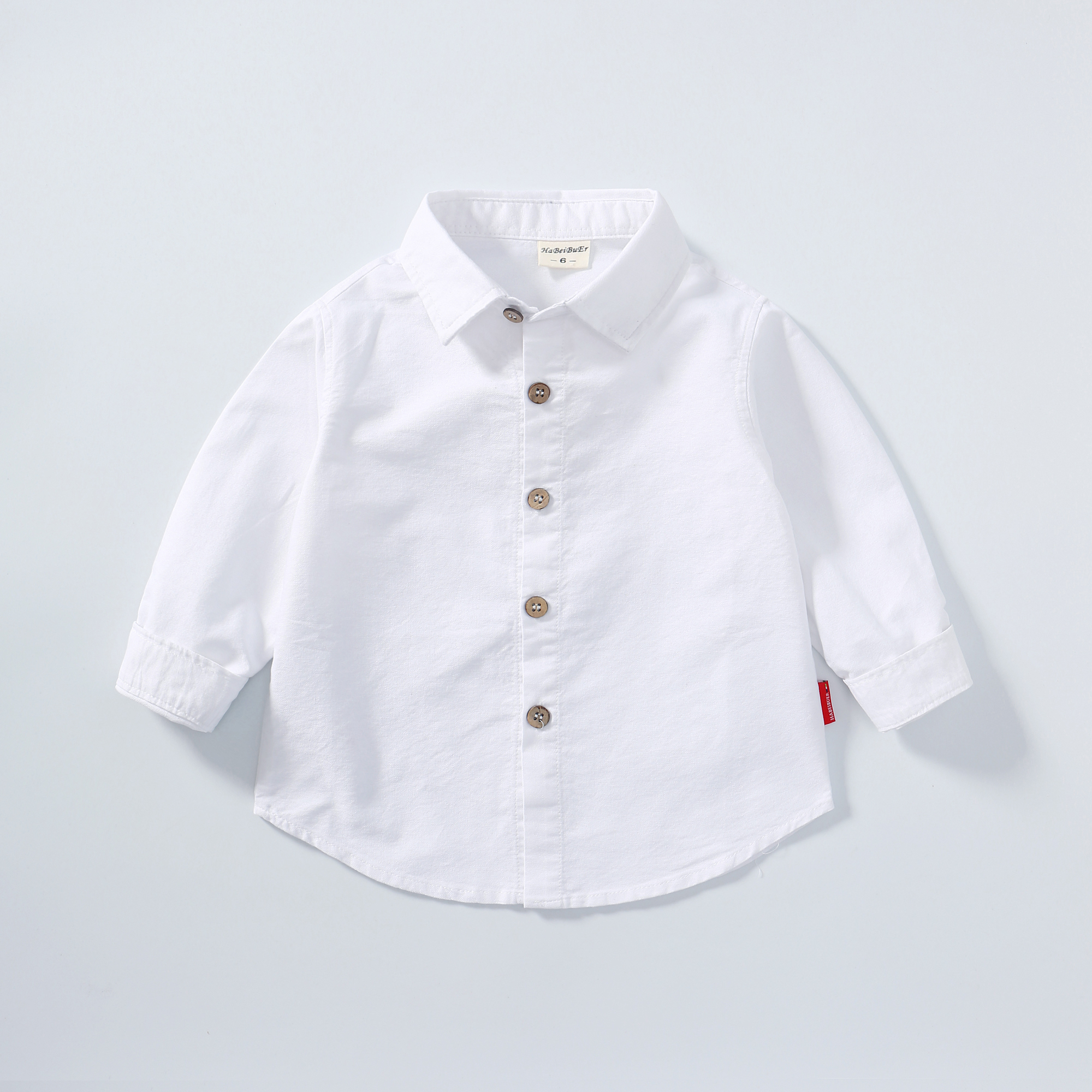 儿童白色衬衫纯棉春装新款童装男童翻领衬衣长袖宝宝春秋打底上衣