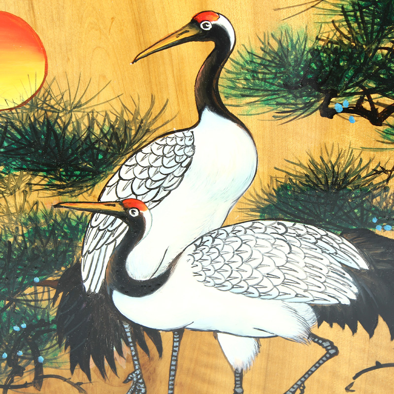 【手工绘画】黄金樟油画 松鹤延年 做工精细 栩栩如生