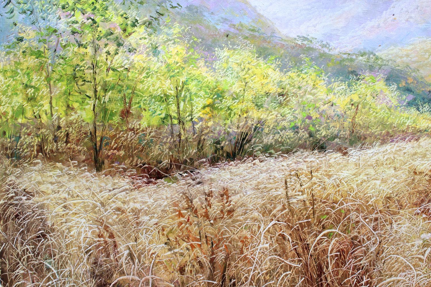 李天明《芦苇地》朝鲜名家油画【白头山出品】