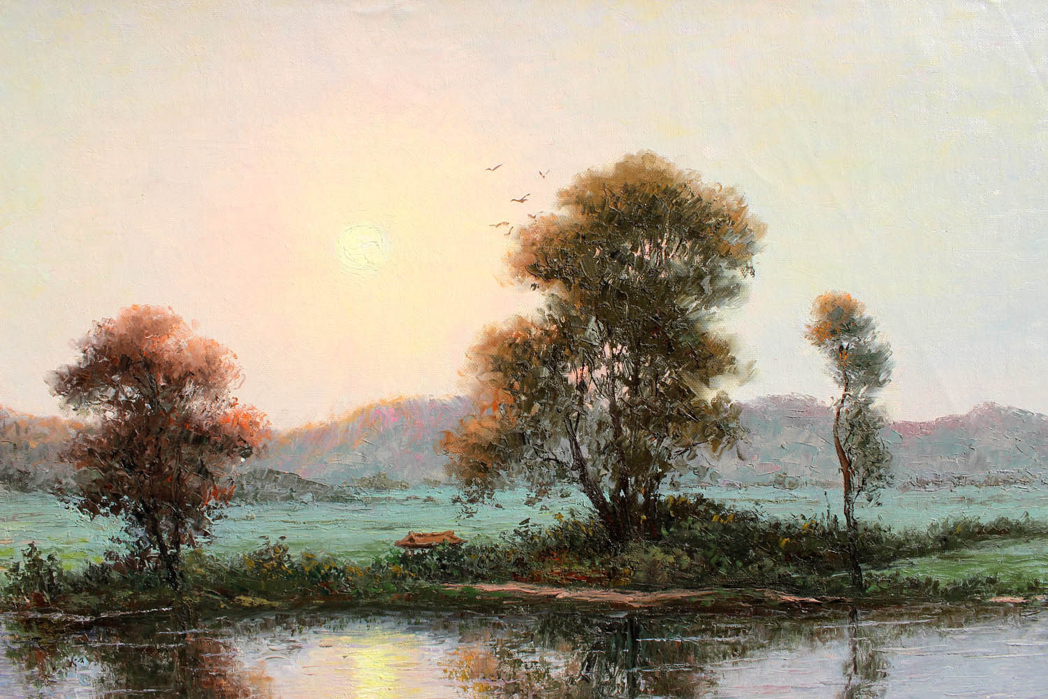 朝鲜人民艺术家金仁燮《农村的黄昏》名家油画力作【白头山出品】