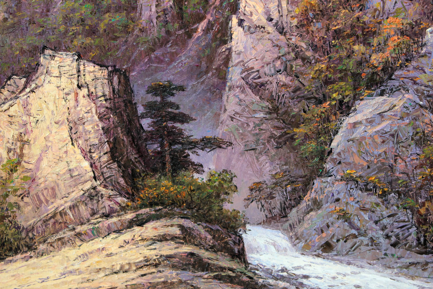 京日《金刚山高峰》朝鲜名家油画【白头山出品】