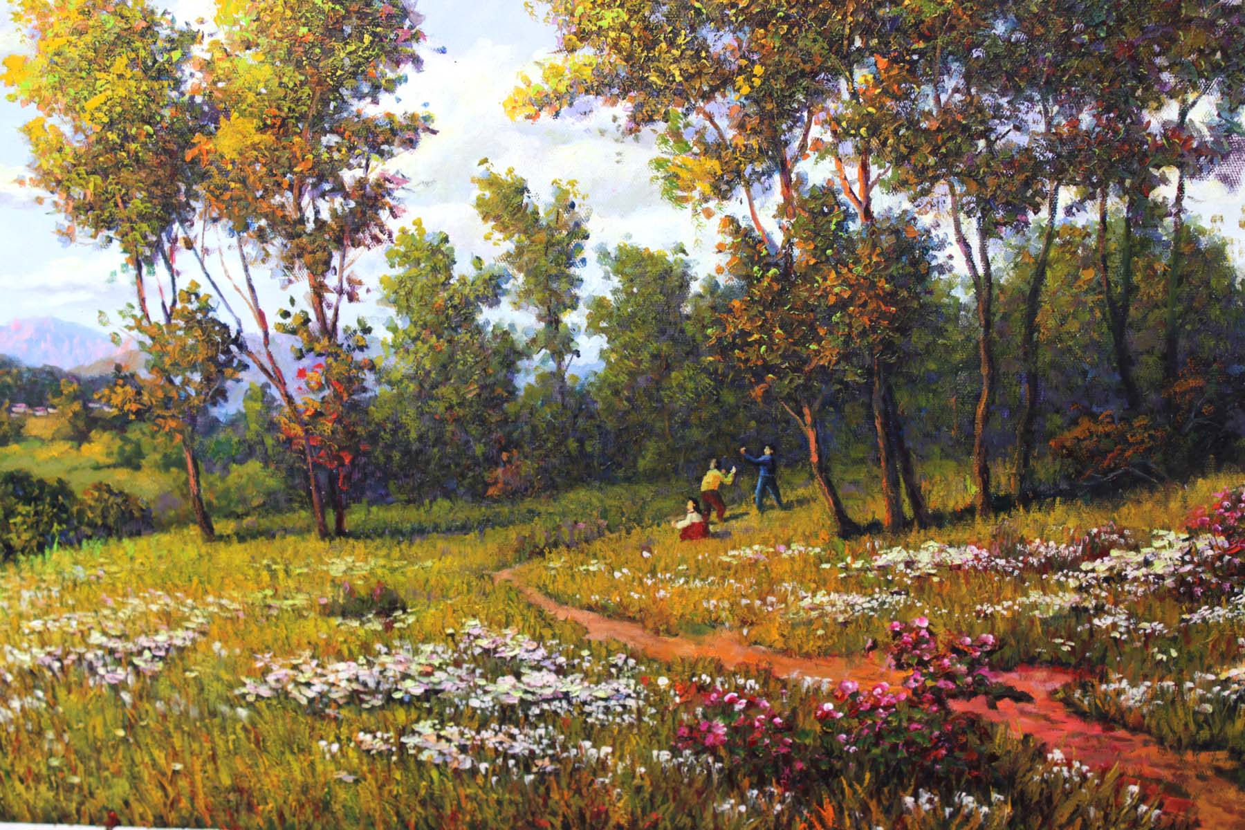 朝鲜名家油画 金贤花《家乡的春天》一级画家 油画