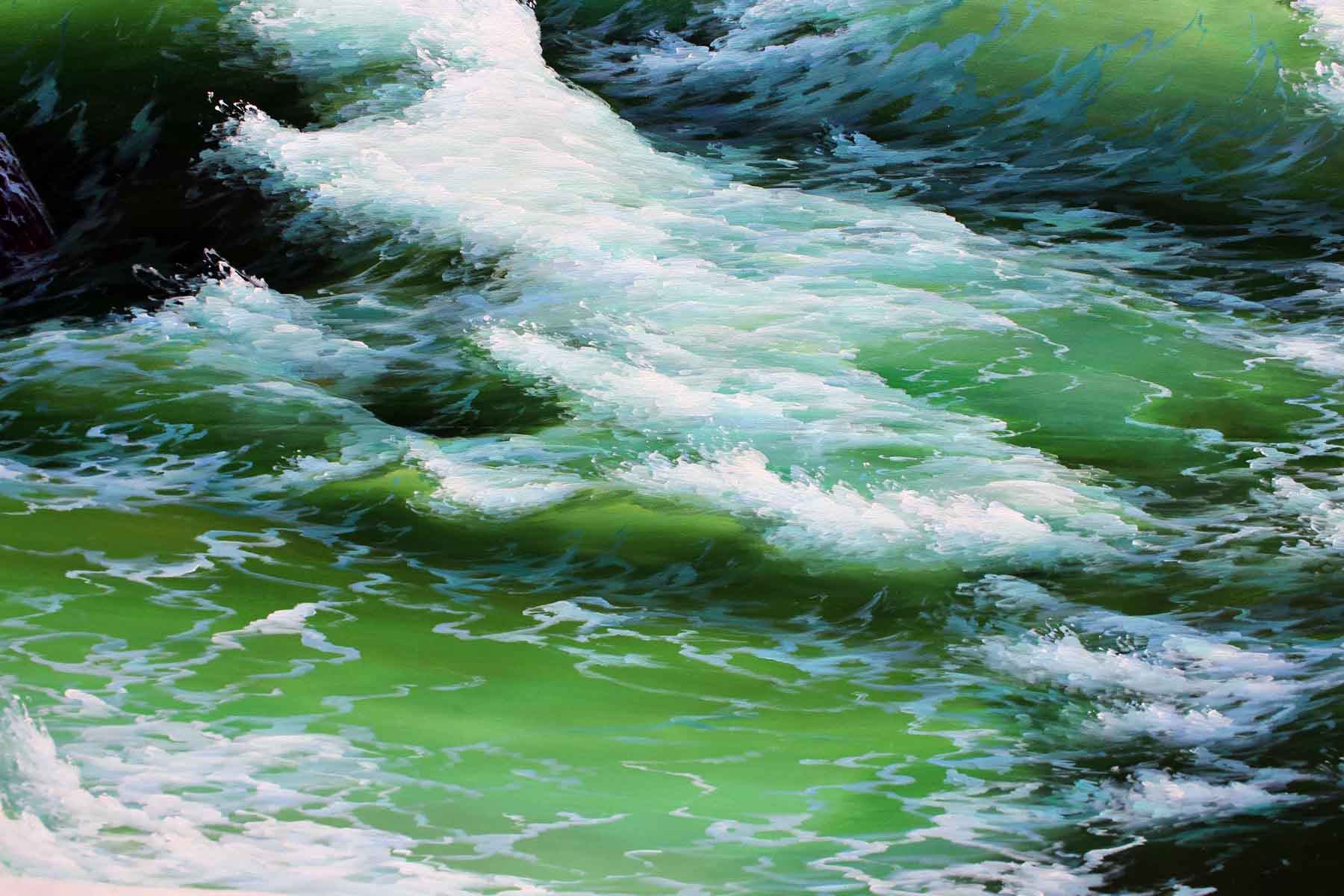 巨幅 朝鲜人民艺术家 金成浩《波涛》名家力作 丙烯画