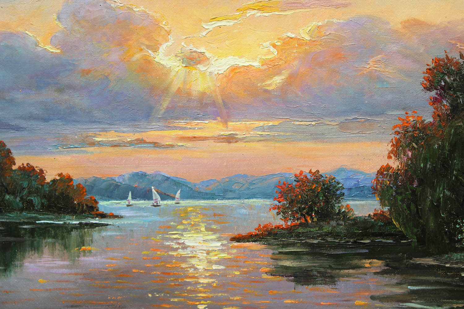 申哲《晚霞》朝鲜名家油画力作【白头山出品】