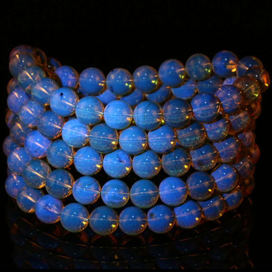 24克 11.5mm 【强荧光】收藏级大颗梦幻蓝珀圆珠108颗佛珠