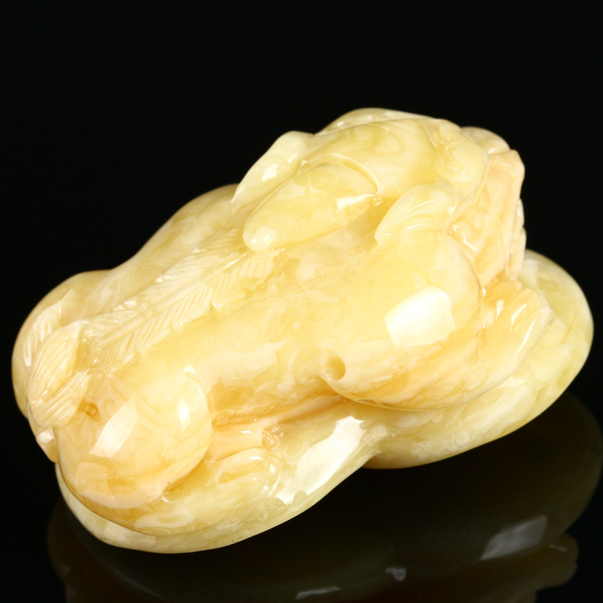 43.18克【强荧光】收藏级极品 巧雕白花蜜貔貅挂件 招财进宝