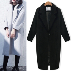 2015冬装新款宽松呢子大衣女茧型韩版中长款毛呢外套加厚显瘦修身