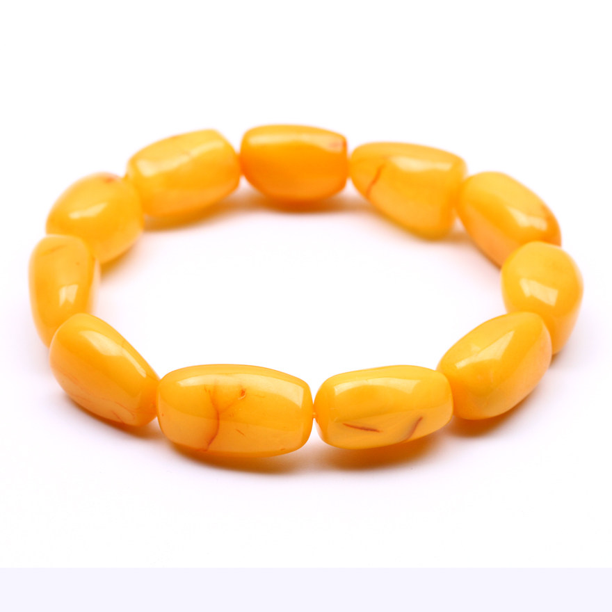 16.56克21mm 【温润色美】鸡油黄琥珀随型手链 色泽油润黄亮