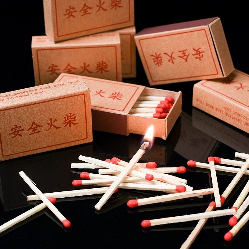 100盒装优质老式小火柴点烟洋火复古怀旧一次性火柴宾馆野营火柴
