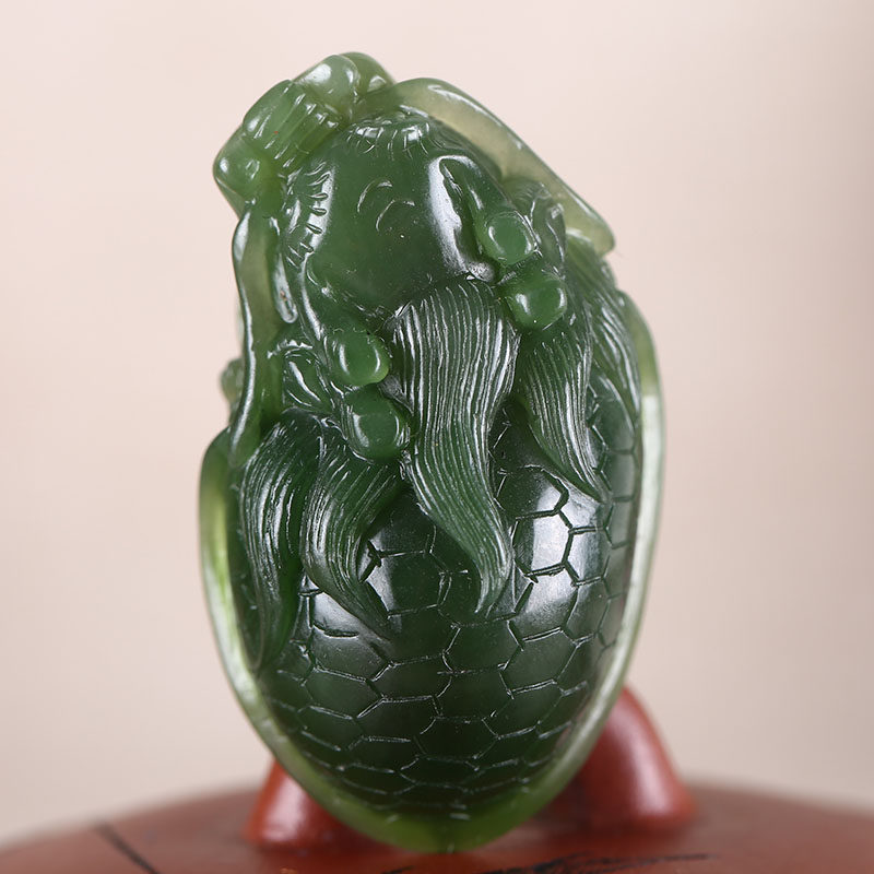 精品和田玉碧玉赑屃挂件32.149g