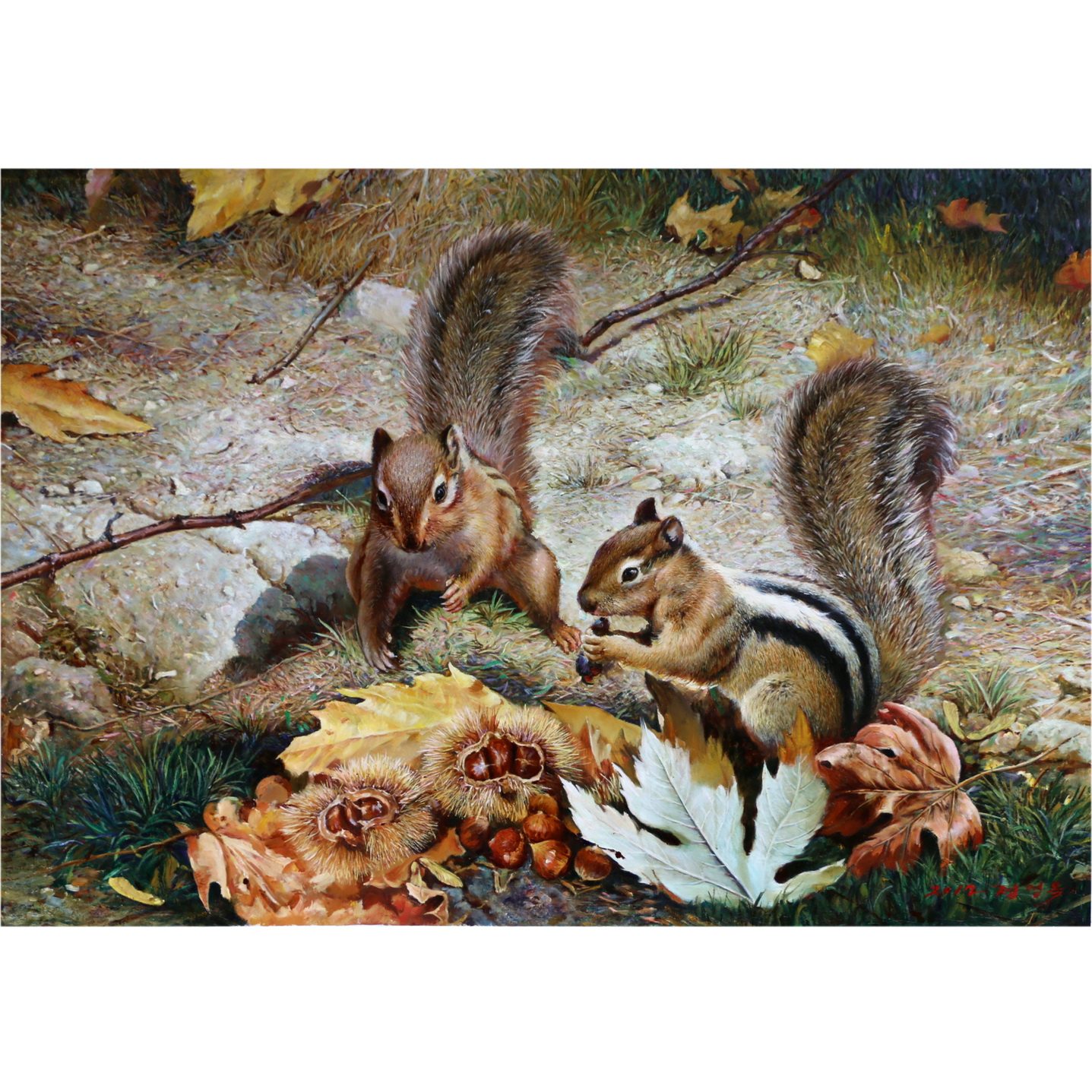 (朝鲜)郑英玉《小松鼠》万寿台创作社 大卫画廊