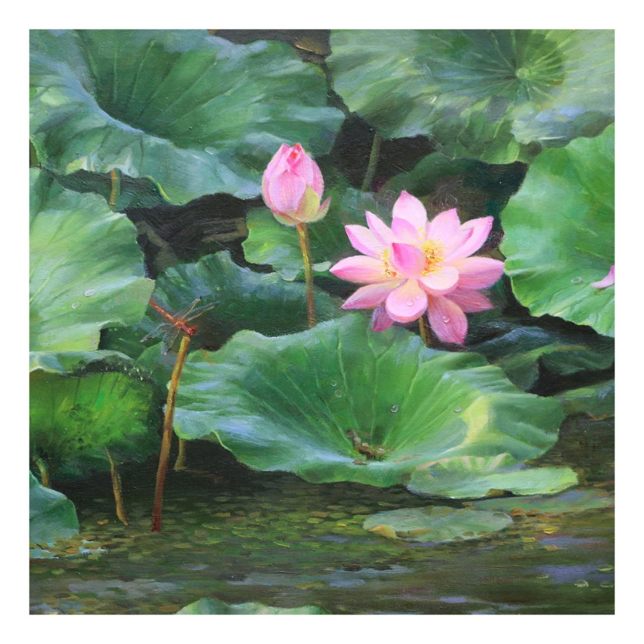 (朝鲜)桂明心《荷塘锦鲤》中央美术创作社