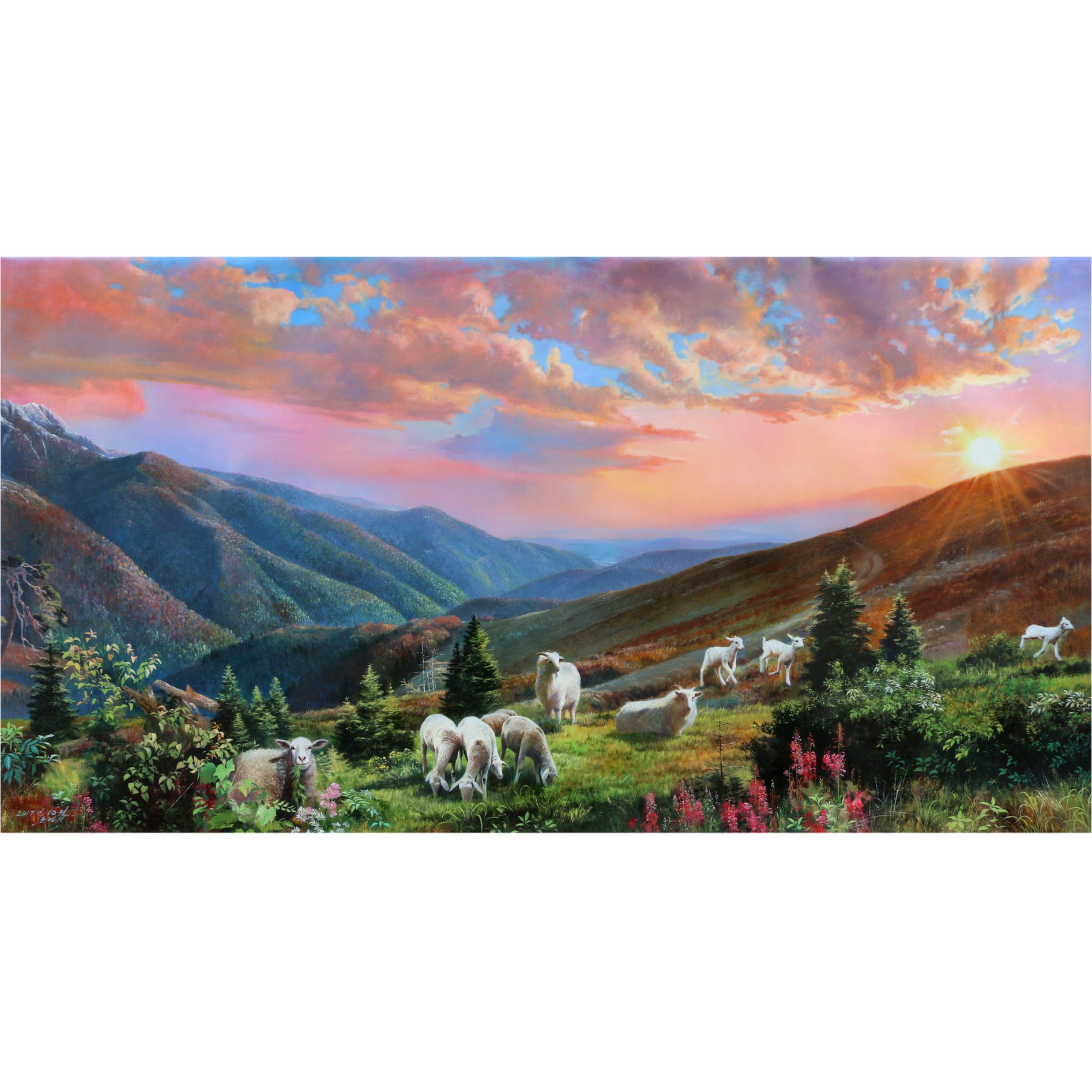 (朝鲜)超写实油画 孙正锡《晨曦》对外建设创作社 大卫画廊