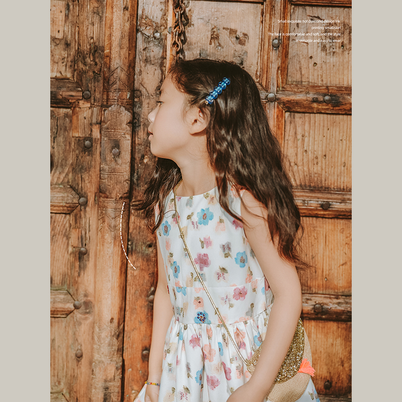 史豌豆女童连衣裙夏洋气宝宝甜美花朵无袖背心裙儿童网红裙子爆款