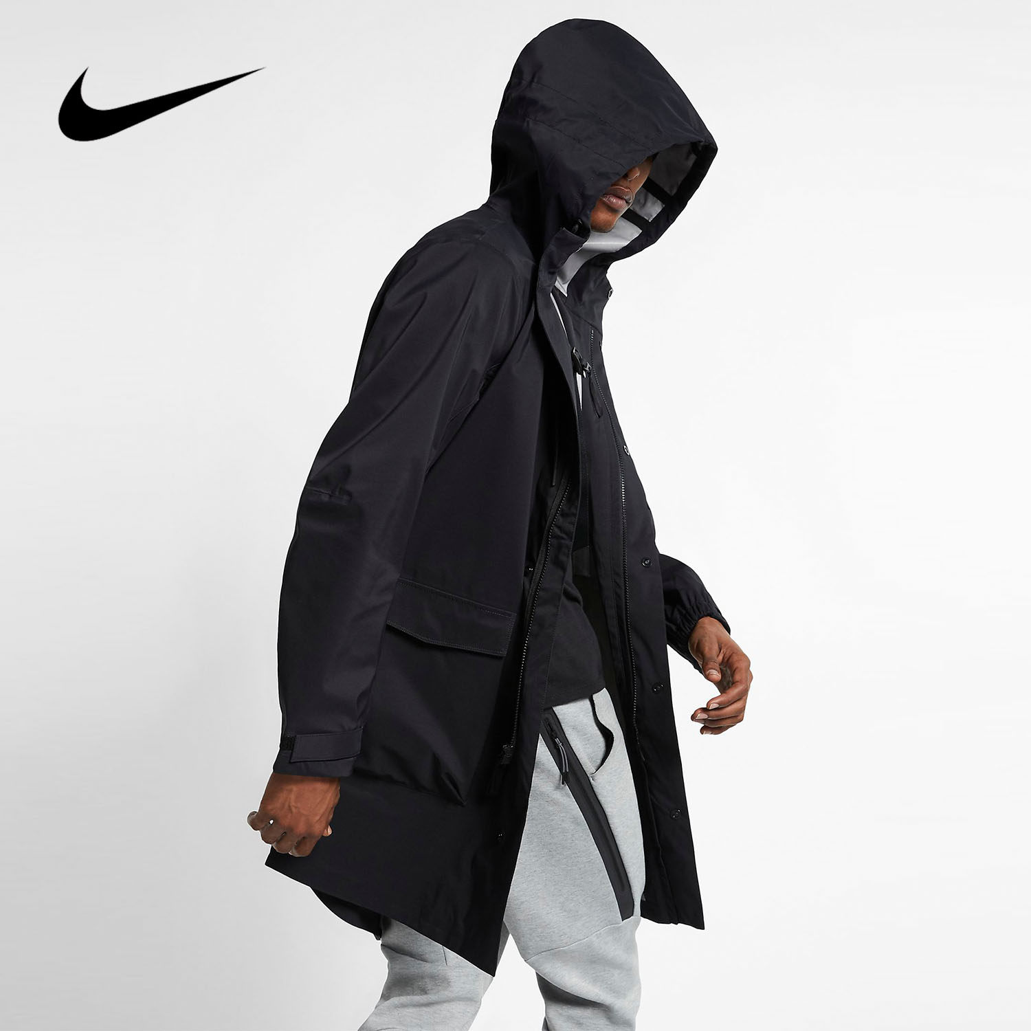 nike/耐克正品m nrg parka 男子黑色运动连帽风衣夹克外套 av8271