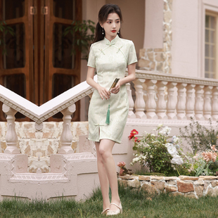 夏季蕾丝旗袍新中式年轻款国风少女小个子短款优雅日常改良连衣裙