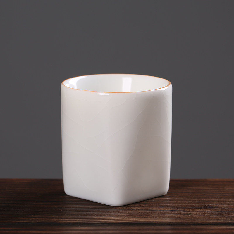 熹言白瓷汝窑主人杯大号男士功夫茶具个人杯子品茗杯茶盏茶杯开片