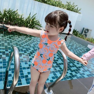 韩国女童泳衣游泳装新款女孩连体泳装吊带可爱洋气速干宝宝游泳衣