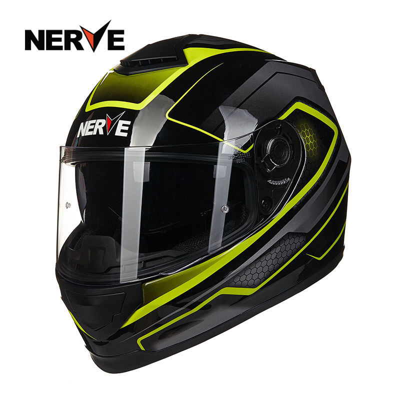 涅夫nerve摩托车头盔男复合玻璃钢纤维全覆式双镜片防雾四季全盔