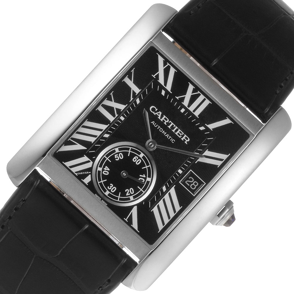 【全新】cartier卡地亚tank坦克系列鳄鱼皮表带自动机械男表