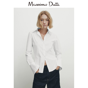 春夏新品 MassimoDutti2024女装法式休闲通勤风百搭极简白色舒适