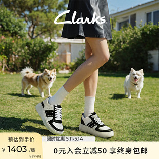 Clarks其乐轻盈系列女鞋2024新款春款拼色轻盈厚底板鞋黑白熊猫鞋