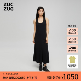 【新品】ZUCZUG素然24夏季女士柔软气质薄棉针织布鱼尾背心连衣裙