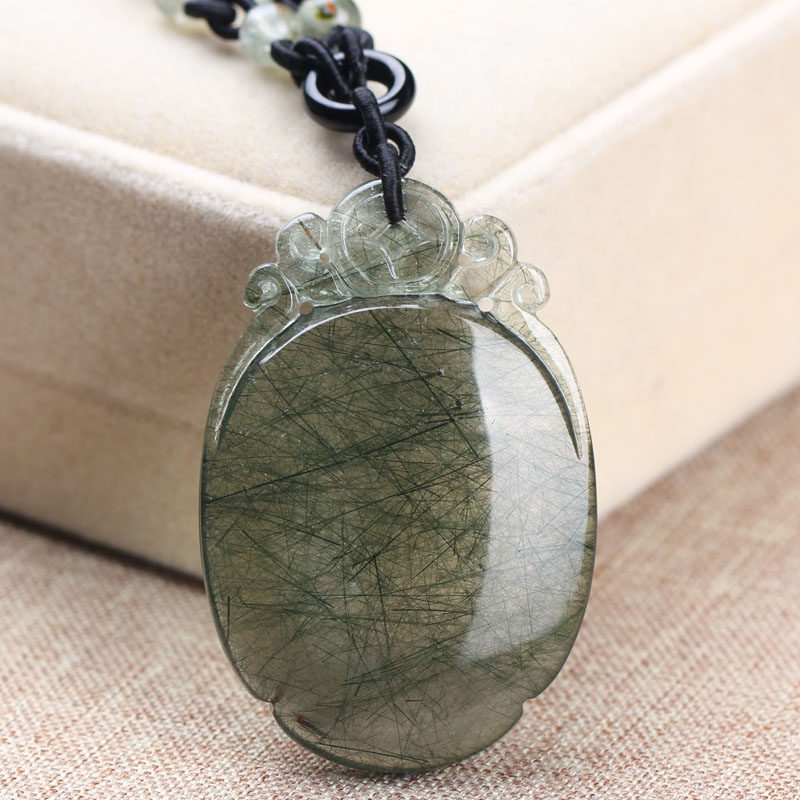 天然精品绿发晶吊坠 晶体通透