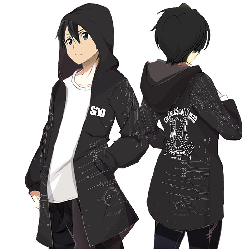 轻漫 刀剑神域t恤连帽衣服桐人外套动漫外衣二次元周边男卫衣风衣