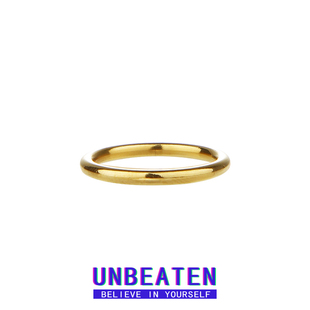 UNBEATEN古法金色简约素圈钛钢戒指女气质轻奢小众设计感食指指环