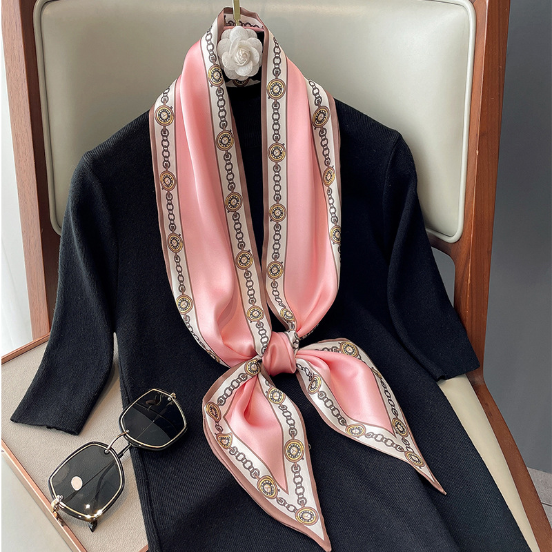 法式粉色丝巾小长条女领带巾细窄飘带编发丝带小领巾绑包腰带发带