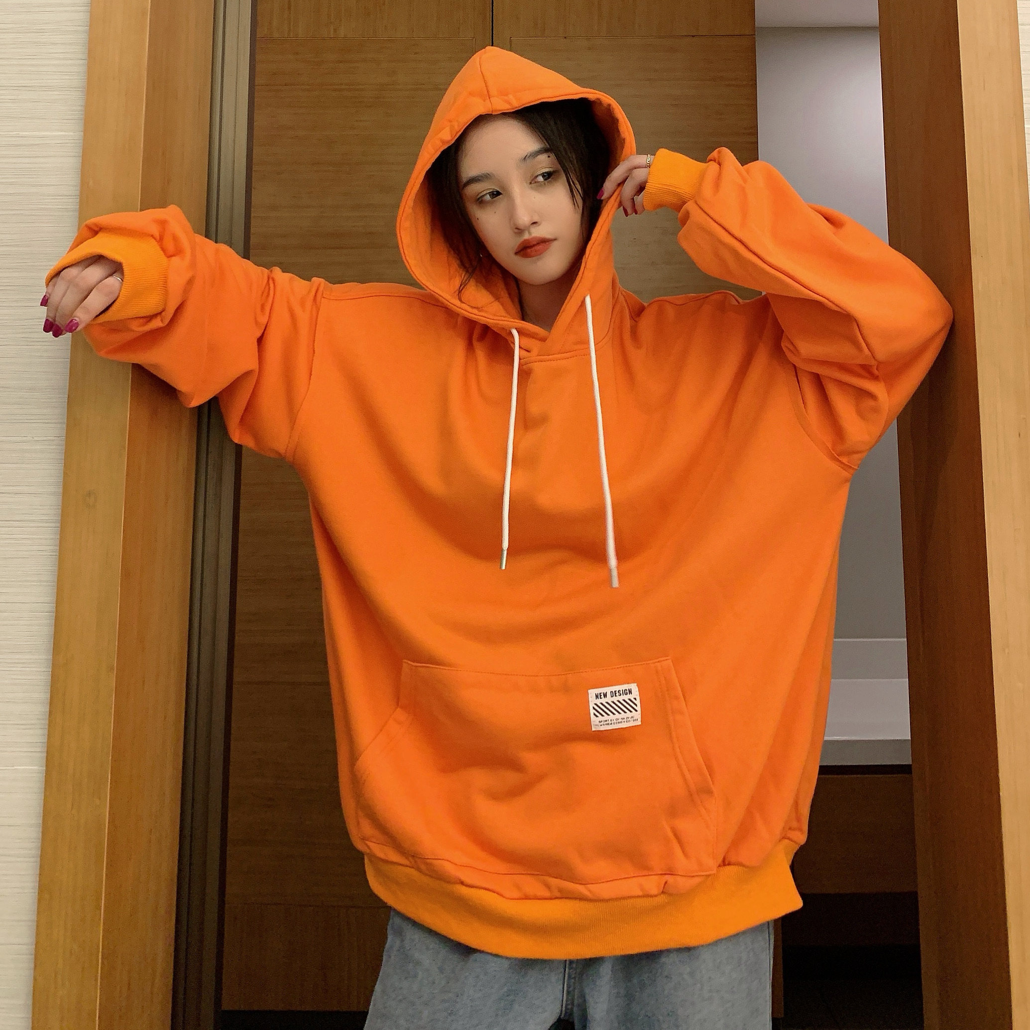 实拍韩版春秋薄款bf连帽卫衣2020新款女宽松慵懒风上衣ins潮学生