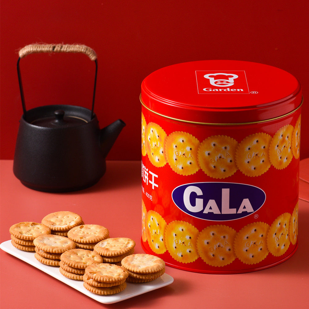 嘉顿加拿饼干400克铁罐装过年送礼盒喜庆饼干休闲小食早餐下午茶
