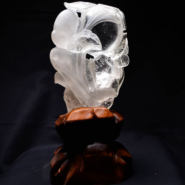 收藏品 大件天然白水晶雕刻摆件 《有球必应 连年有余》 - 闲鱼拍卖