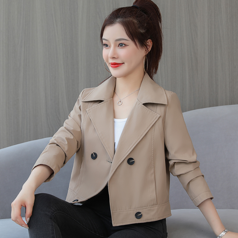 小款夹克女短款2022年春秋新款今年流行时尚洋气翻领风衣女小个子