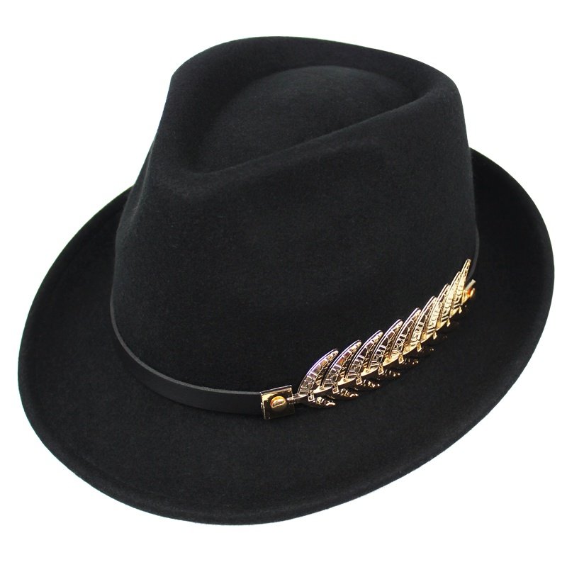 礼帽女春秋英伦名媛绅士帽青年羊毛呢子爵士帽黑色韩版小礼帽子