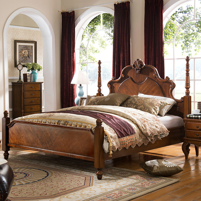 美式田园实木床