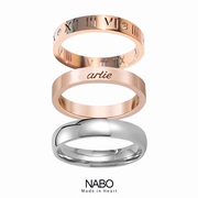 Color gold ring female plated 18k rose gold Japanese and Korean version of the Roman numeral hollow ring hipster simple ring index finger