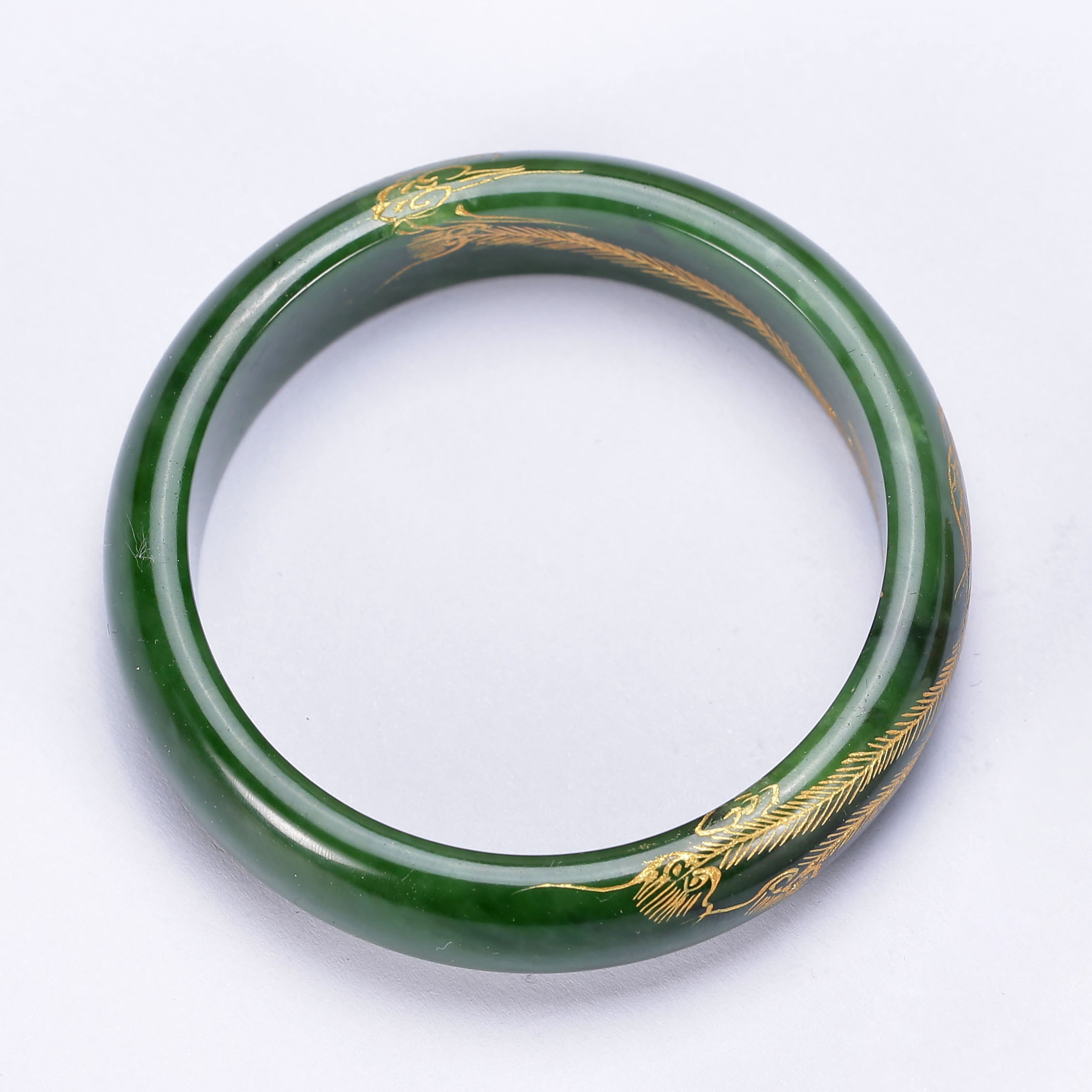 【大气典雅】和田玉镶金碧玉手镯 内径59mm 约63.01g