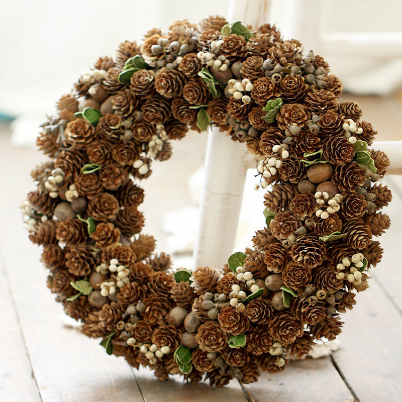 圣诞节松果装饰品挂件花环墙饰挂饰壁饰桌面餐桌摆设松果烛台