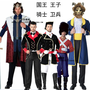 成人Cosplay男装表演服中世纪骑士国王士兵军官万圣节服装海盗装