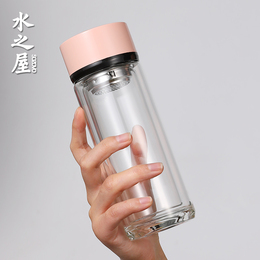 水之屋 玻璃杯双层便携水杯学生隔热防烫带茶漏杯子简约男女茶杯
