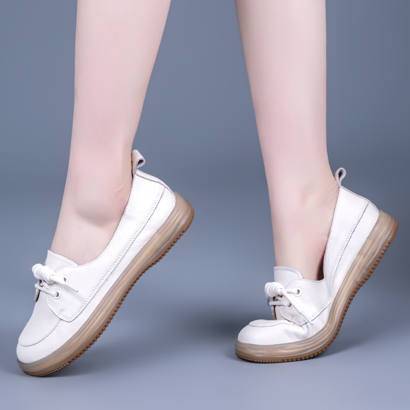 夏季小白鞋女薄款休闲鞋2022新款真皮软底软面舒适女鞋一脚蹬单鞋