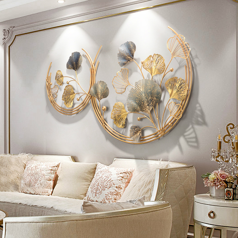 新中式轻奢风墙面装饰客厅沙发背景壁挂件卧室墙壁挂饰银杏叶壁饰
