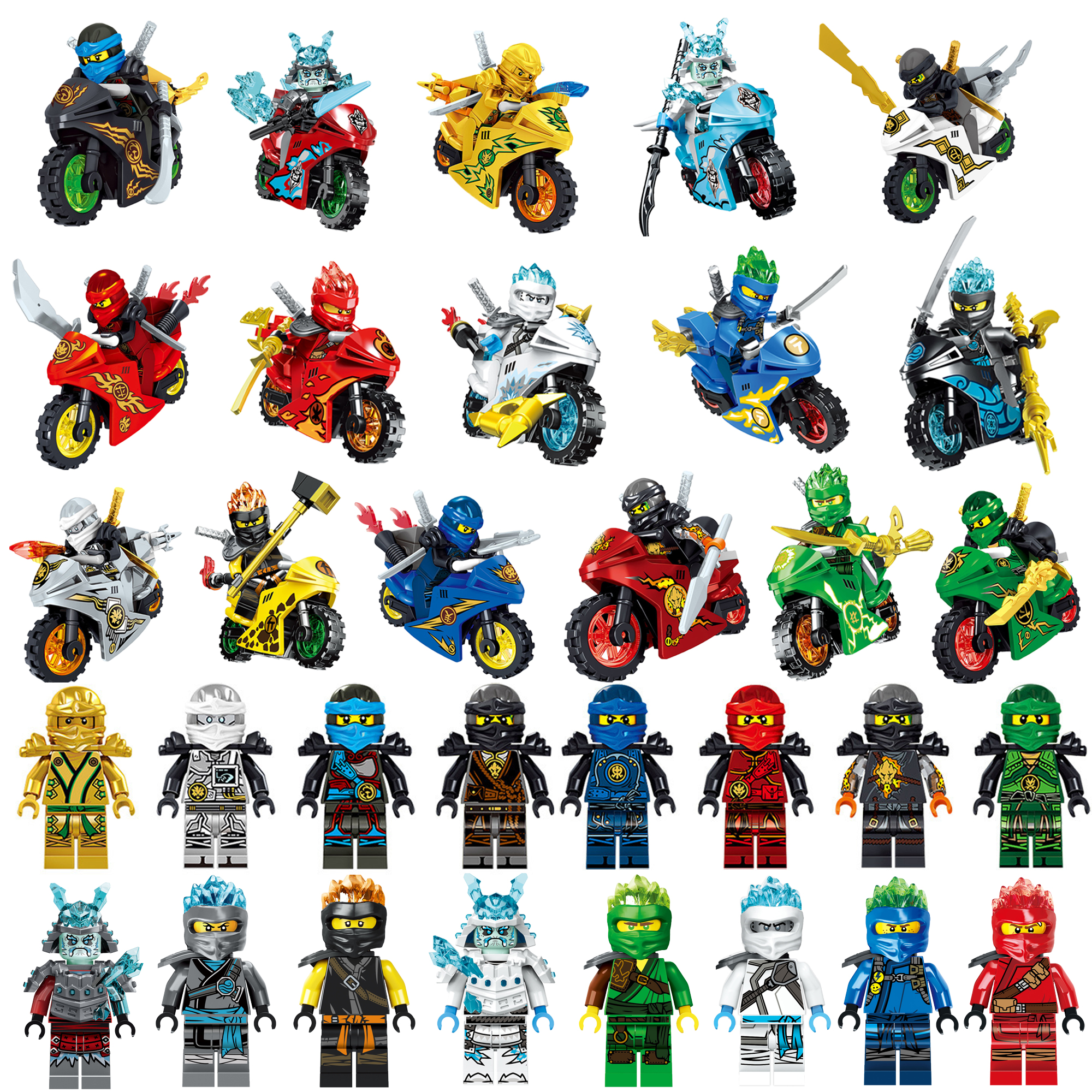 2020年新品益智力幻影忍者人仔小人偶男孩乐高积木拼装玩具摩托车