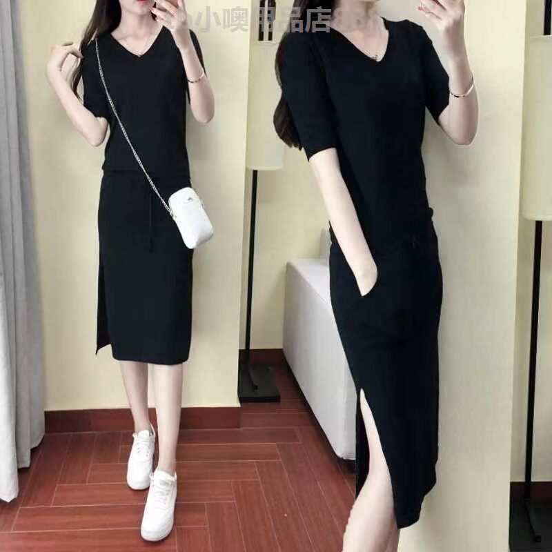 中长裙2018新款短袖显瘦V领收腰修身冰丝韩版针织连衣裙女裙子夏在类目 女装/女士精品, 毛针织衫中 - 来自Buy2taobao.com提供专业的淘宝代购服务