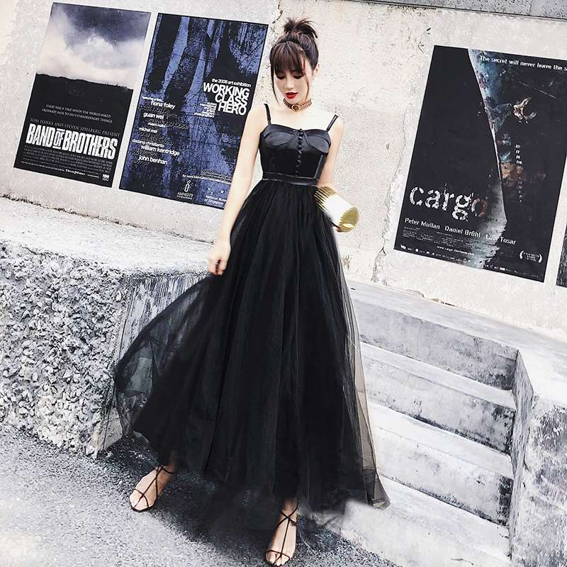 晚礼服女长款露背复古黑色吊带抹胸婚纱礼服裙宴会年会演出主持人|ruв категории Женская одежда, Cвадебные платья, платье/вечернее платье - от Buy2taobao.com для оказания профессиональной услуги покупки агента Taobao