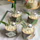 新中式国风竹筒蛋糕装饰摆件熊猫棉花糖屏风插件端午节安康插件